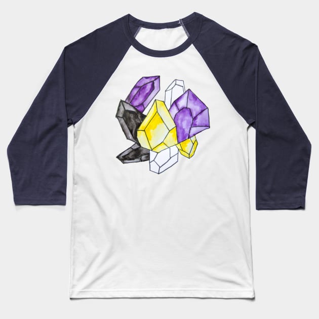 Non-Binary Pride Crystal Baseball T-Shirt by KendraKantor